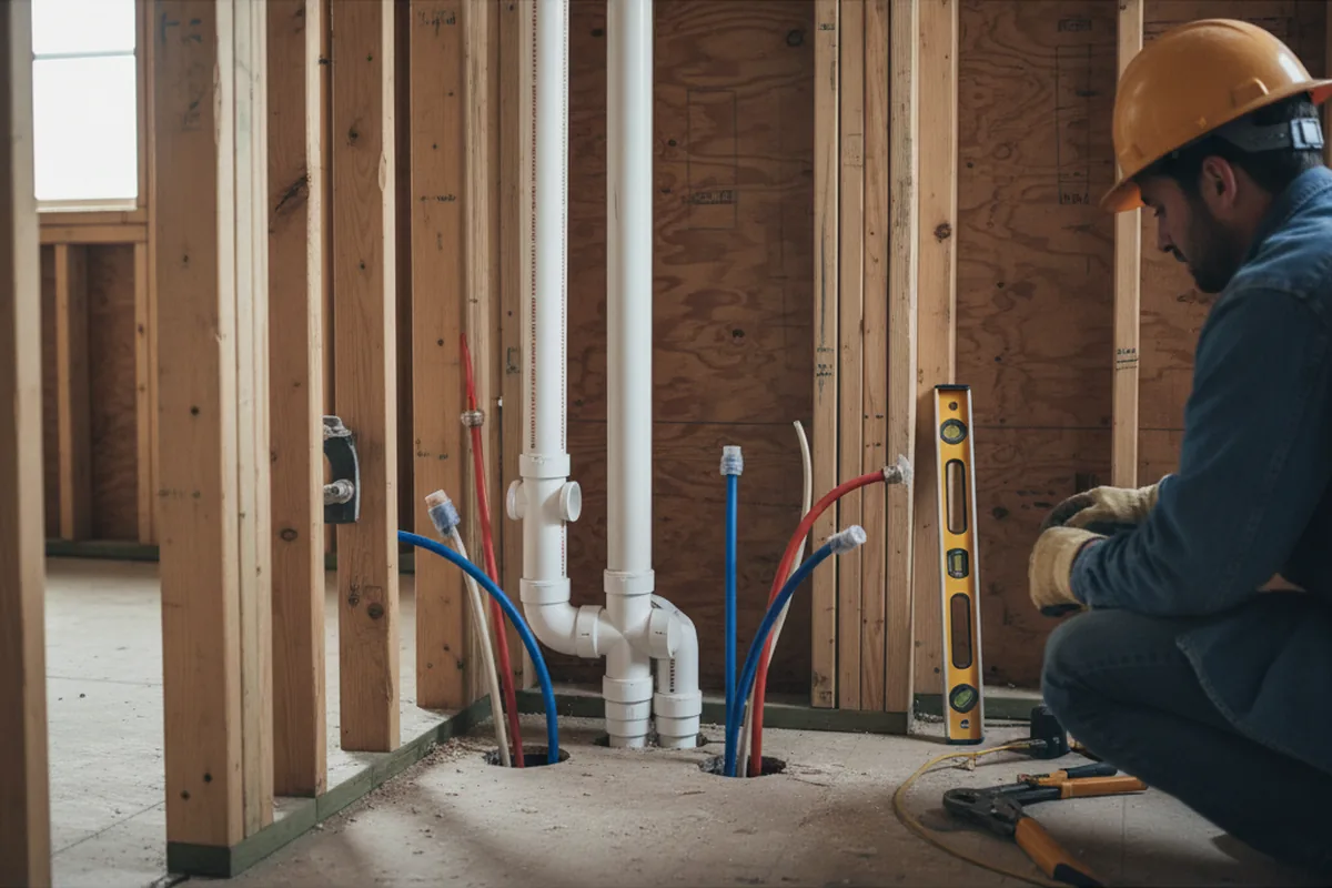 Drain and supply rough-in during Leak Detection in Saint Johnsbury