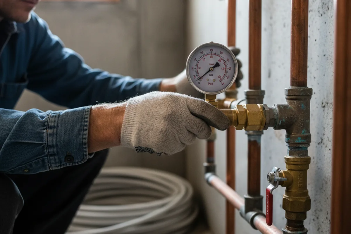Pressure testing a repaired line during Water Line Repair in Saint Johnsbury